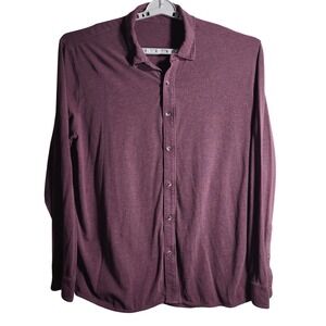 Faherty Long Sleeve Button Up Shirt Burgundy Heathered Cotton XXL/XXXL **READ**
